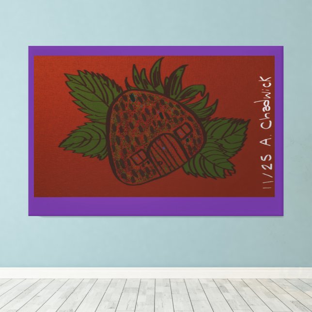 Strawberry Home Sweet Home Canvastryck (Insitu (trägolv))