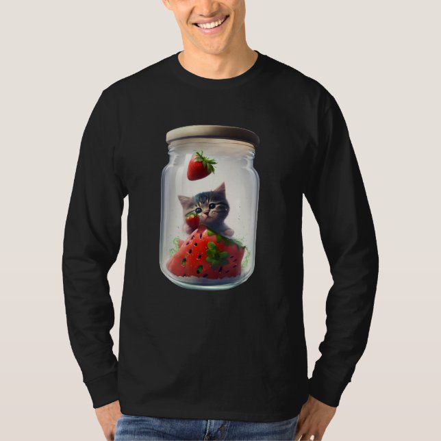 Strawberry Ice Cream Sundae Kitten Gelato Berry Ca T Shirt (Framsida)