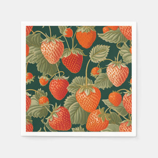 Strawberry Illustration Birthday Party Napkins Pappersservett