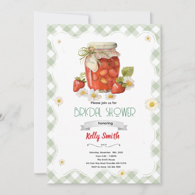 Strawberry Jam Bridal Shower Invitation Inbjudningar (Framsida)