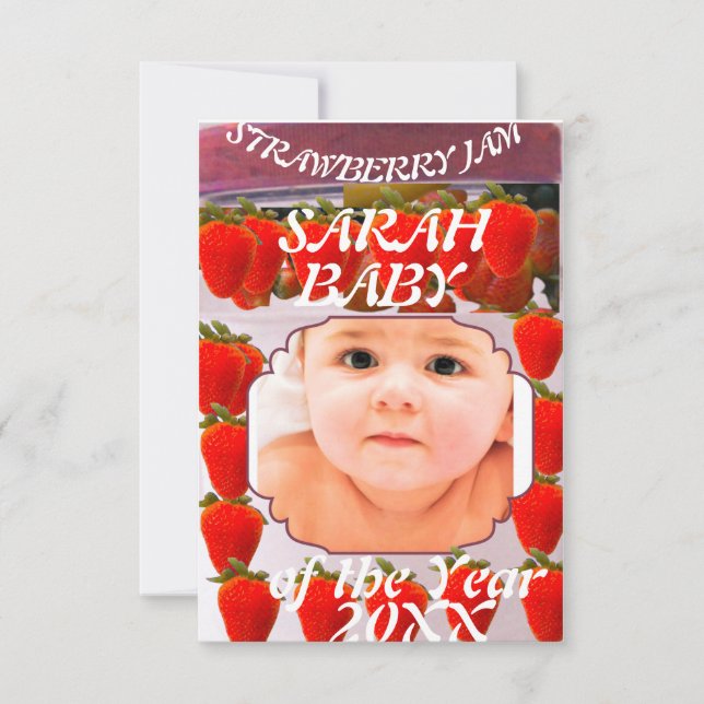 Strawberry Jam jar with baby photo design Meddelande (Framsida)
