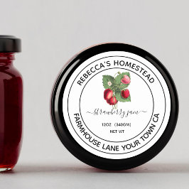 Strawberry  Jam Vintage  Illustration canning Jar Runt Klistermärke