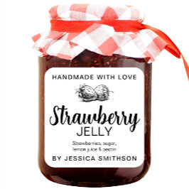 Strawberry Jelly Jam Homemade label STRAW01sq Fyrkantigt Klistermärke
