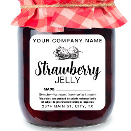 Strawberry Jelly Jam Homemade label STRAW04sqB Fyrkantigt Klistermärke