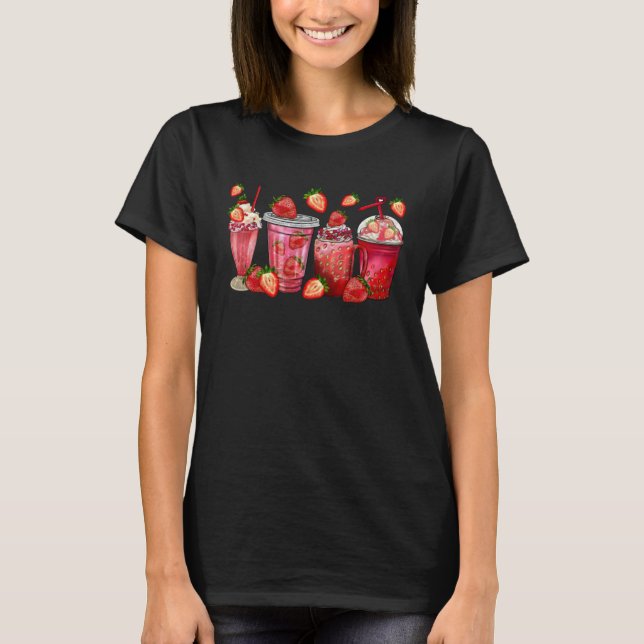 Strawberry Juice Coffee Cups Strawberry Festival F T Shirt (Framsida)