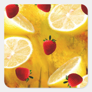 STRAWBERRY LEMONADE FYRKANTIGT KLISTERMÄRKE