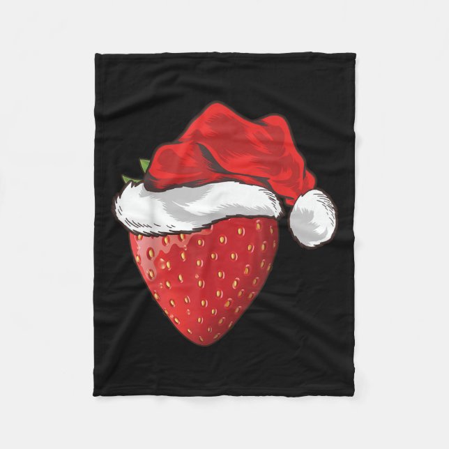Strawberry Lover Gift Santa Hat Strawberry Christm Fleecefilt (Framsidan)