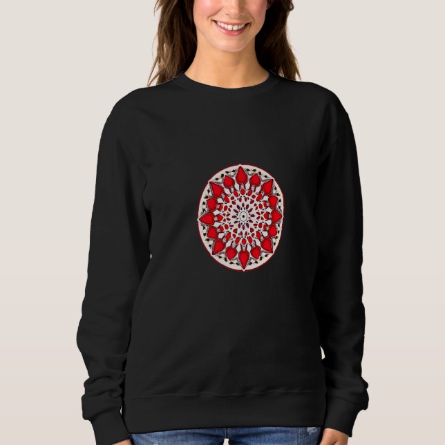 Strawberry Mandala Red Berry Fruit Pattern Food T Shirt (Framsida)