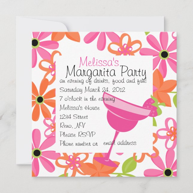 Strawberry Margarita Party Inbjudningar (Framsida)