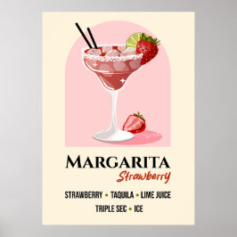 Strawberry Margarita with Salt Rim Recipe Art Poster