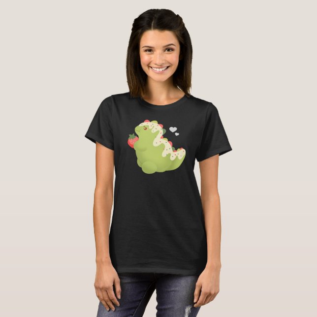 Strawberry Matcha Dinosaur  T Shirt (Hel framsida)