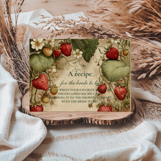 Strawberry Meadow Vintage Bridal Shower Tack Kort (Skapare uppladdad)