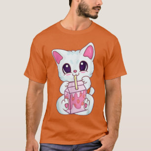 Strawberry Milkshake Neko For Women Girls, Kawaii T Shirt
