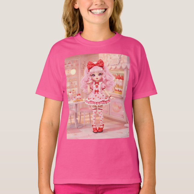 Strawberry Milkskakas Kawaii Doll T Shirt (Framsida)