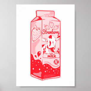 Strawberry Mjölk Carton Poster