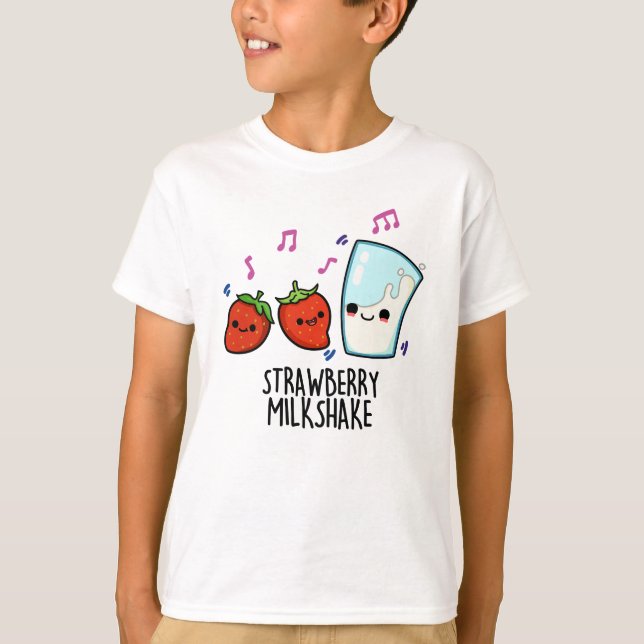 Strawberry Mjölk Shake Funny Food Pun T Shirt (Framsida)