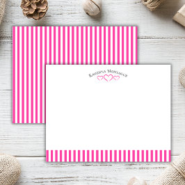 Strawberry Modern Open Hearts Striped Note Card Anteckningskort