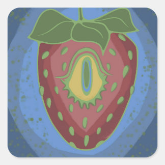 Strawberry Öga Sticker Fyrkantigt Klistermärke