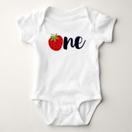 Strawberry ONE Födelsedagsflicka Baby 1:a Första F T Shirt