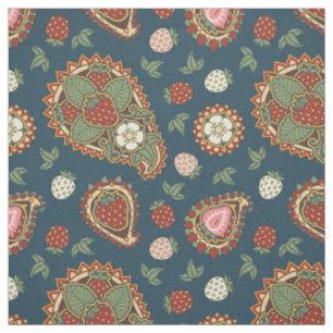 Strawberry Paisley Mönster Fabric Tyg