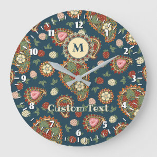 Strawberry Paisley Mönster Large Clock Stor Klocka