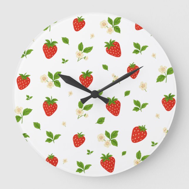 Strawberry Pattern Kitchen Wall Clock Stor Klocka (Framsida)