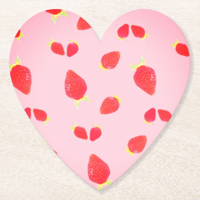 Strawberry Photo ハート型コースター Underlägg Papper (Framsida)