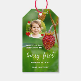 Strawberry Photo Berry First Birthday Thank You Presentetikett