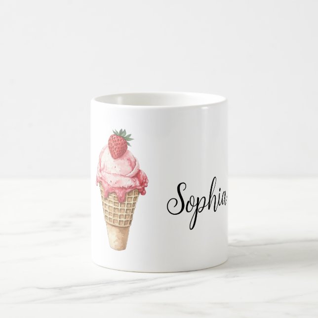 Strawberry Pink Ice Cream Cone Kaffemugg (Center)
