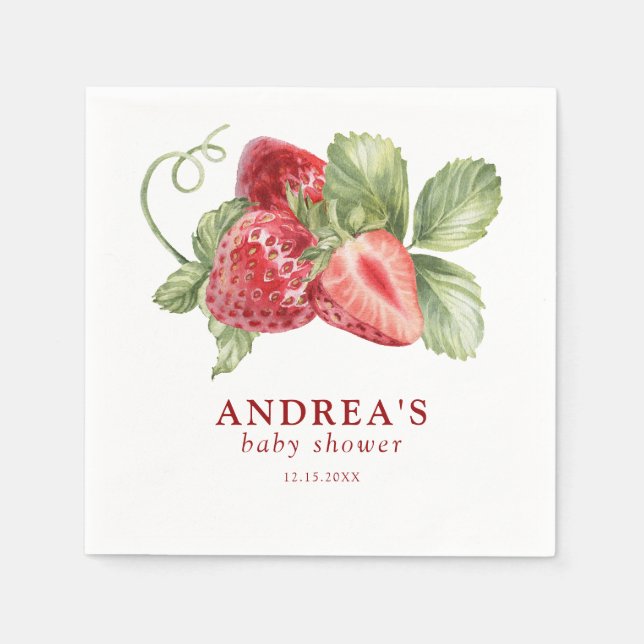 Strawberry Red Baby Shower Pappersservett (Framsidan)