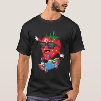 Strawberry Riding Skateboard S T Shirt