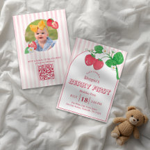 Strawberry Rosa Ränder Flicka Berry Första Födelse
