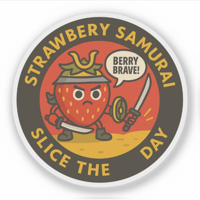 Strawberry Samurai Slice The Day  Klistermärken (Framsida)