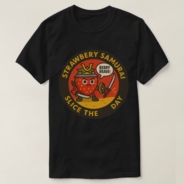 Strawberry Samurai Slice The Day  T Shirt (Design framsida)