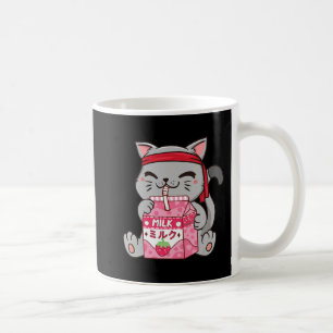 Strawberry Shake Strawberry Mjölk Cat Kawaii Neko Kaffemugg
