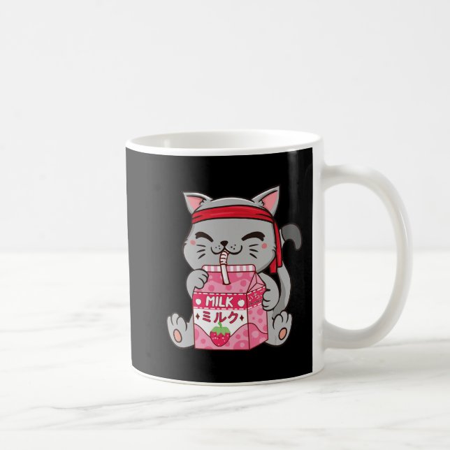 Strawberry Shake Strawberry Mjölk Cat Kawaii Neko  Kaffemugg (Höger)