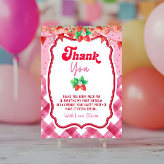 Strawberry Shortcake 1st Birthday Thank You Card Inbjudningar