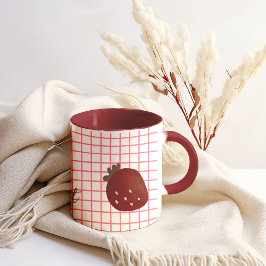 Strawberry Sweet Love – Minimal Berry Trio on Red Två-Tonad Mugg