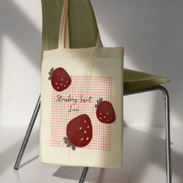 Strawberry Sweet Love – Minimal Berry Trio on Red Tygkasse