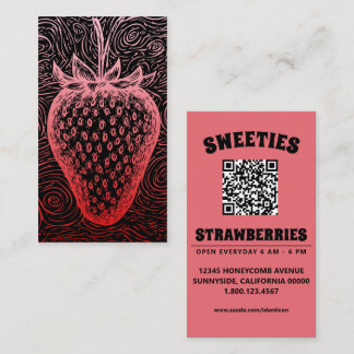 strawberry swirl with QR code Visitkort