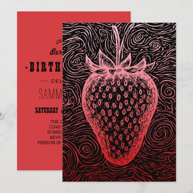 strawberry swirls inbjudningar (Fram/baksida)