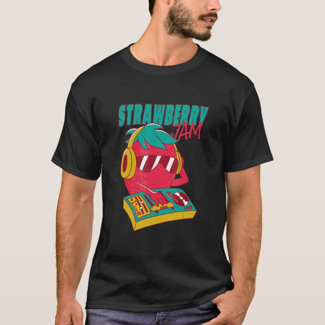 Strawberry Sylt Pun Music Dj T Shirt (Framsida)