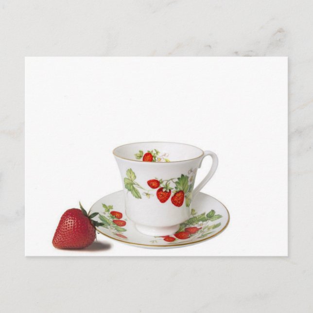 StrawBerry Tea Kopp och Saucer-vykort Vykort (Framsida)