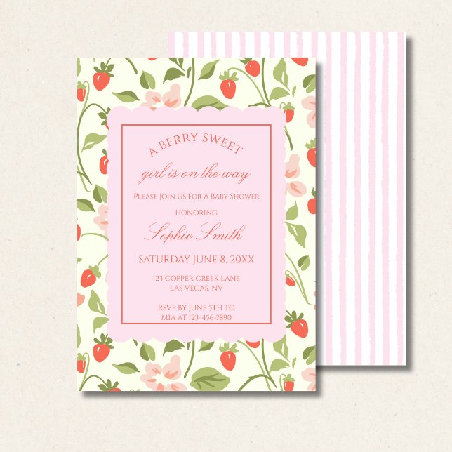Strawberry Theme Baby Shower Inbjudningar (Skapare uppladdad)