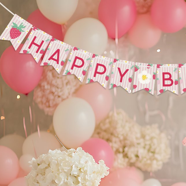 Strawberry Themed Happy Birthday Bunting Banner Vimplar (Skapare uppladdad)