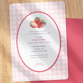 Strawberry themed-Spring Baby Girl Shower Inbjudningar
