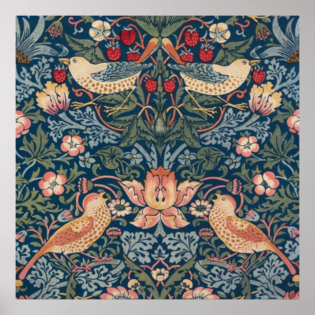 Strawberry Thief av William Morris Poster (Framsidan)