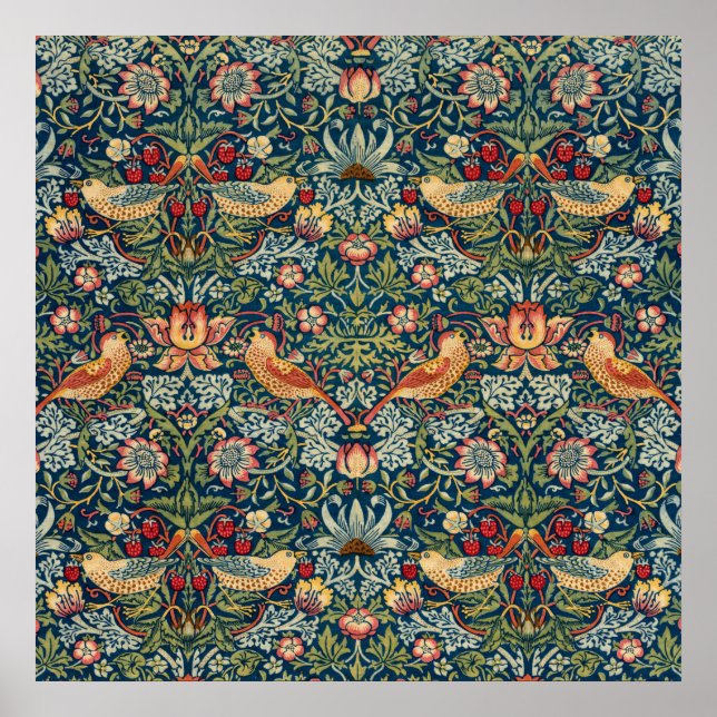 Strawberry Thief av William Morris Poster (Framsidan)