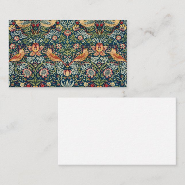 Strawberry Thief av William Morris Visitkort (Fram/baksida)