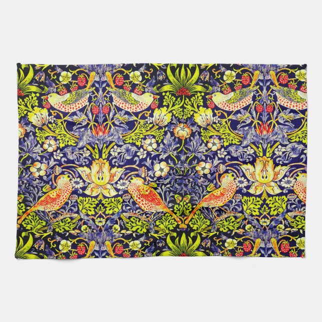 Strawberry Thief Birds William Morris Kökshandduk (Horisontell)